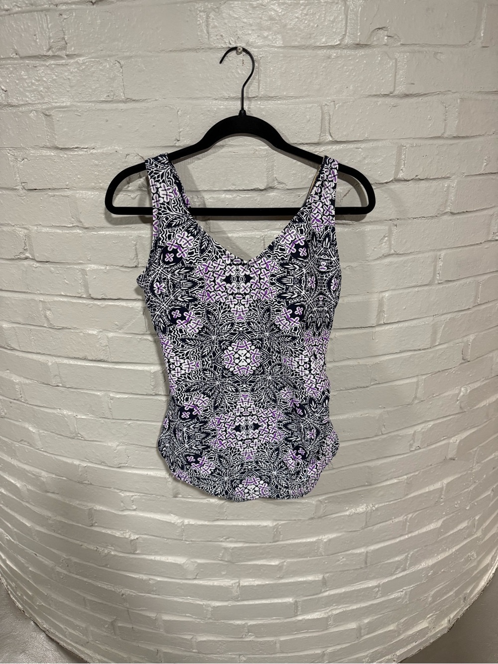 Women’s Navy and Purple Patterned Swim Suit